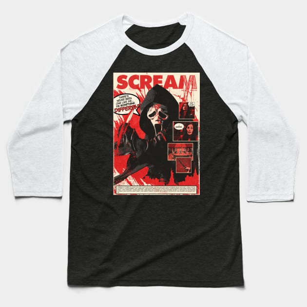 Horror Movie Comic Cover Baseball T-Shirt by theusher